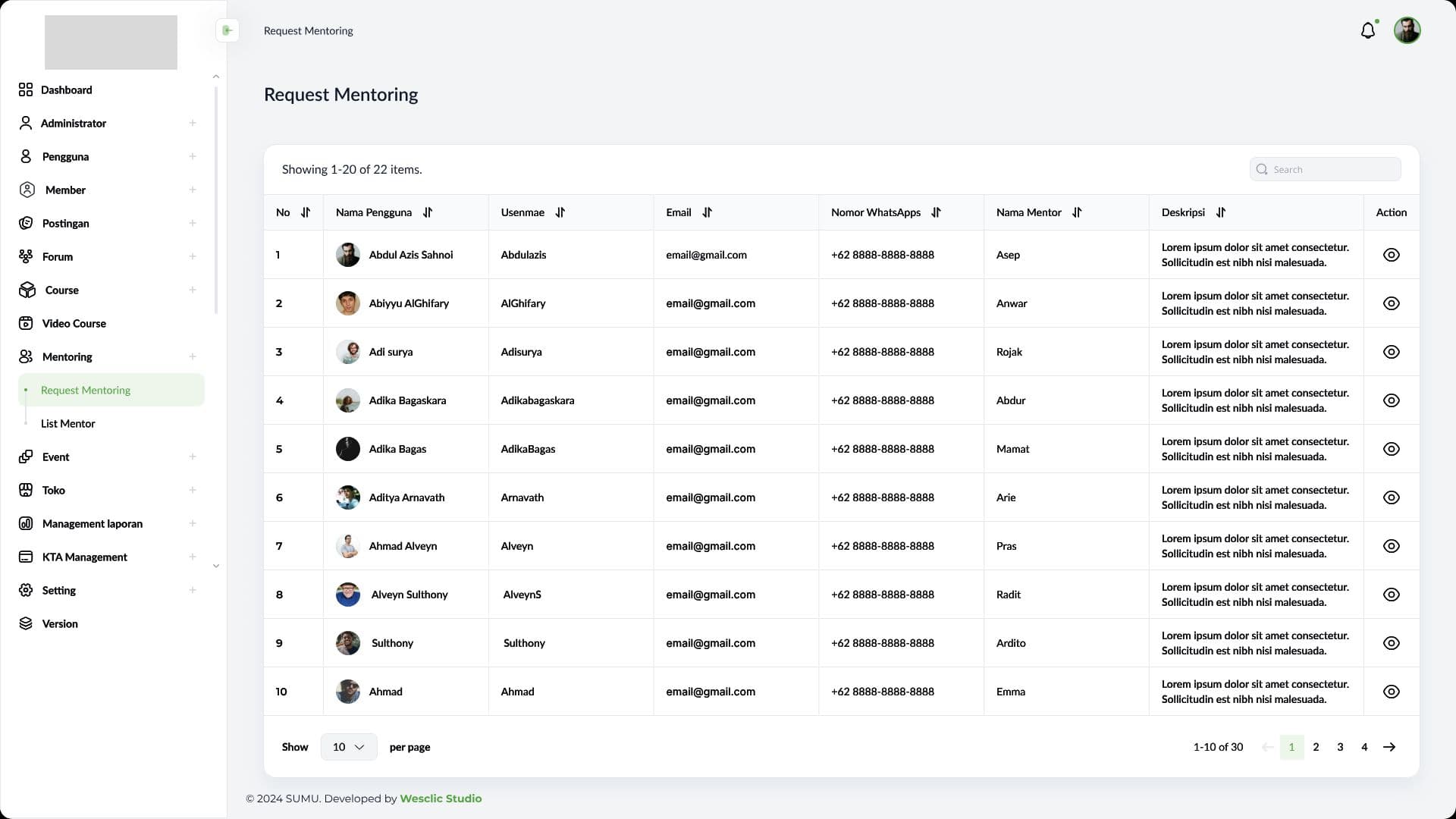Dashboard Admin Platform Komunitas dan Bisnis - Thumbnail 2
